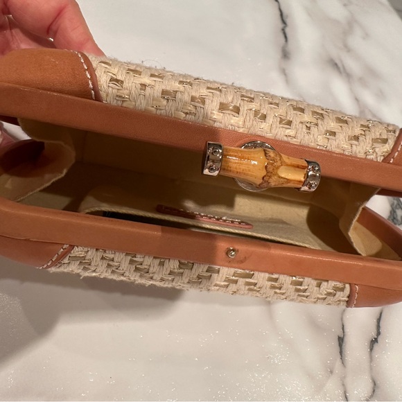 JMcLaughlin Woven Straw and Tan Leather Clutch - Picture 4 of 8